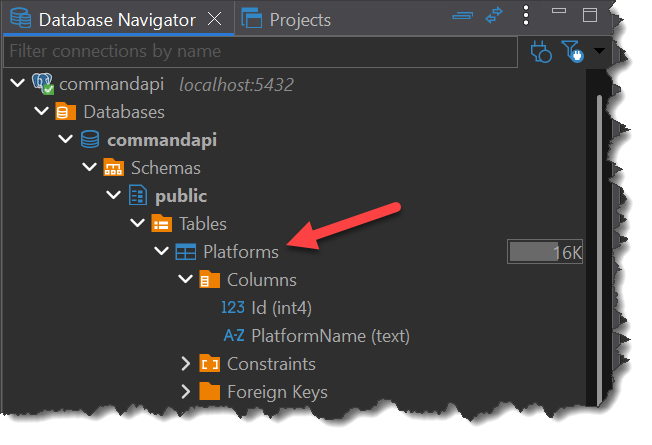 Figure 4.7 Migrated tables