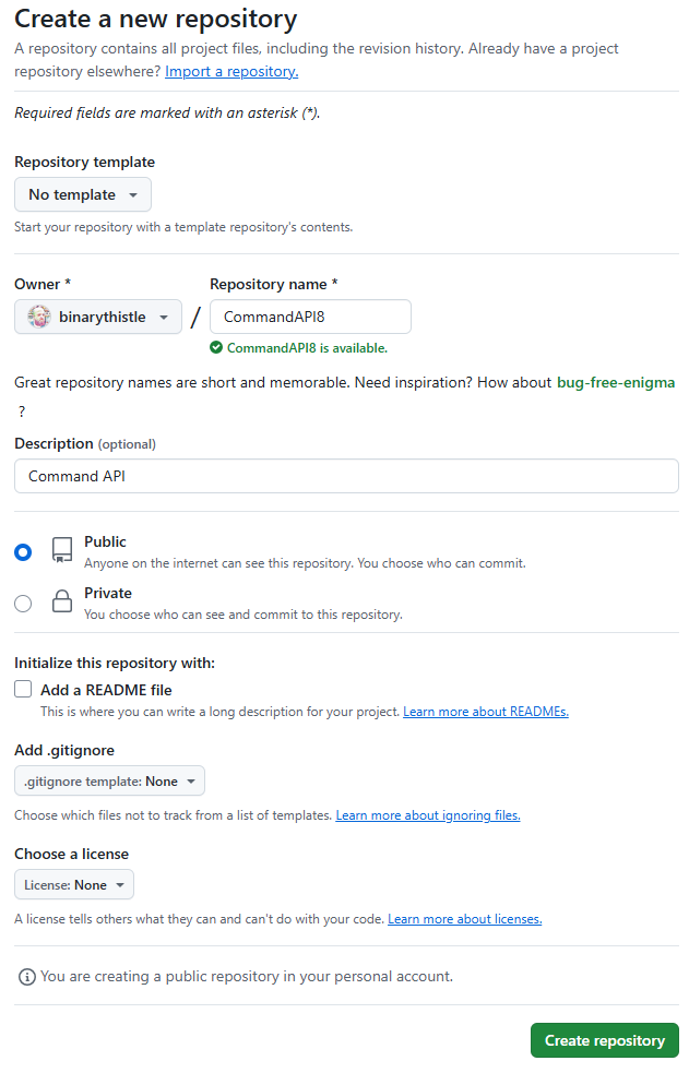 Create GitHub Repository Form