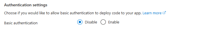 Deployment - Authentication Settings